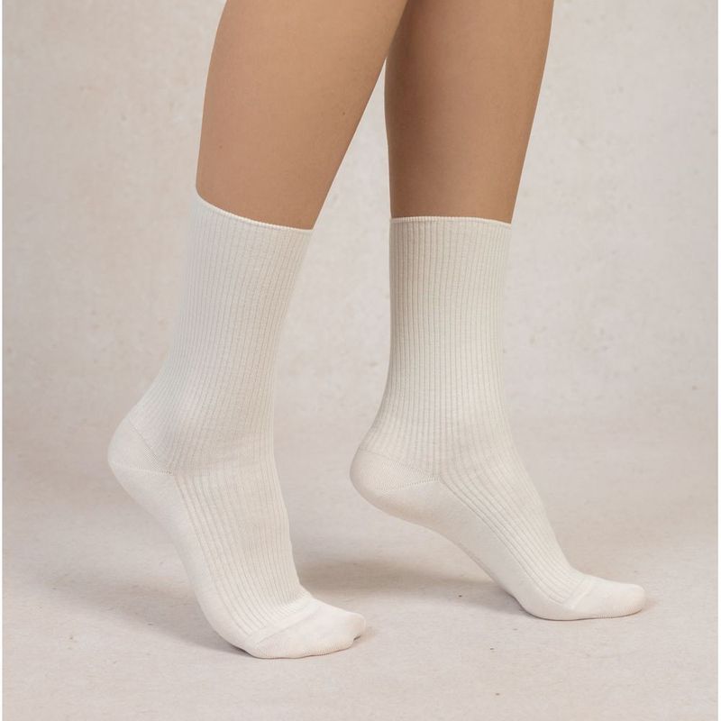 Bleuforet Ribbed Cotton Socks White