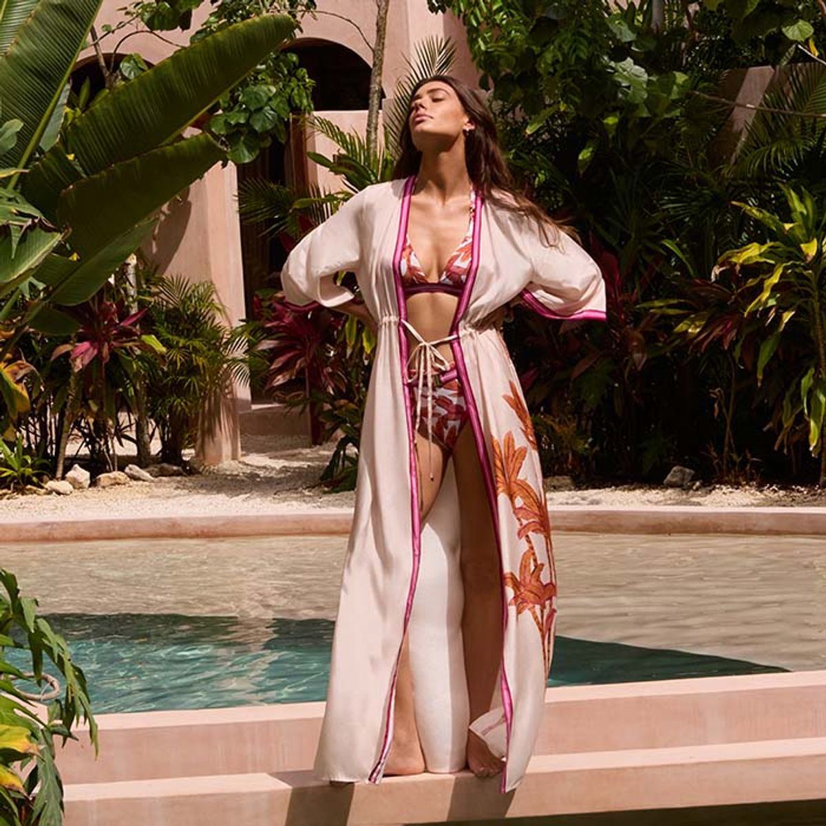 Cyell Palms & Patterns Kimono Kjole